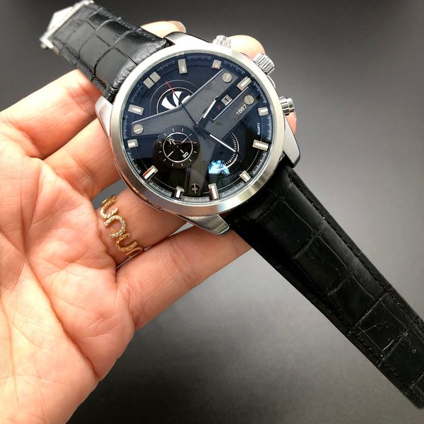 men's watches all dials can be used 42mm leather strap quartz automatic all stainless steel fashion watch men ob4018, Slivery;brown